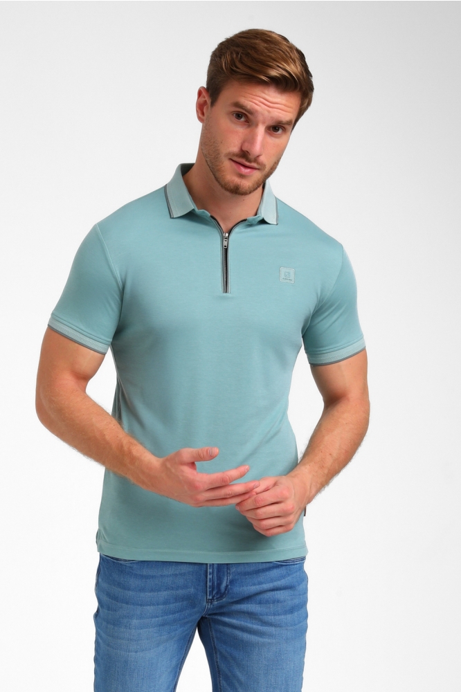 PREMIUM ZIPPER POLO 235920 OCEAN BLUE